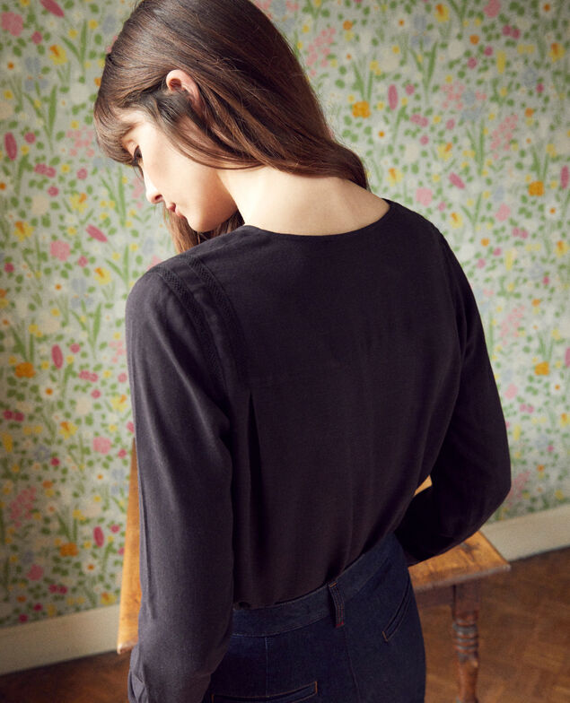 Bestickte Bluse Noir