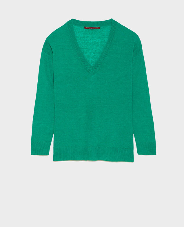 Pullover aus Leinen und Bio-Baumwolle Golf green