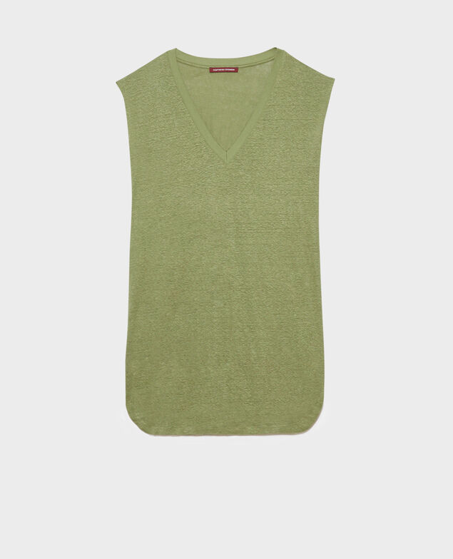 Kurzes Kleid aus Leinen 52 green