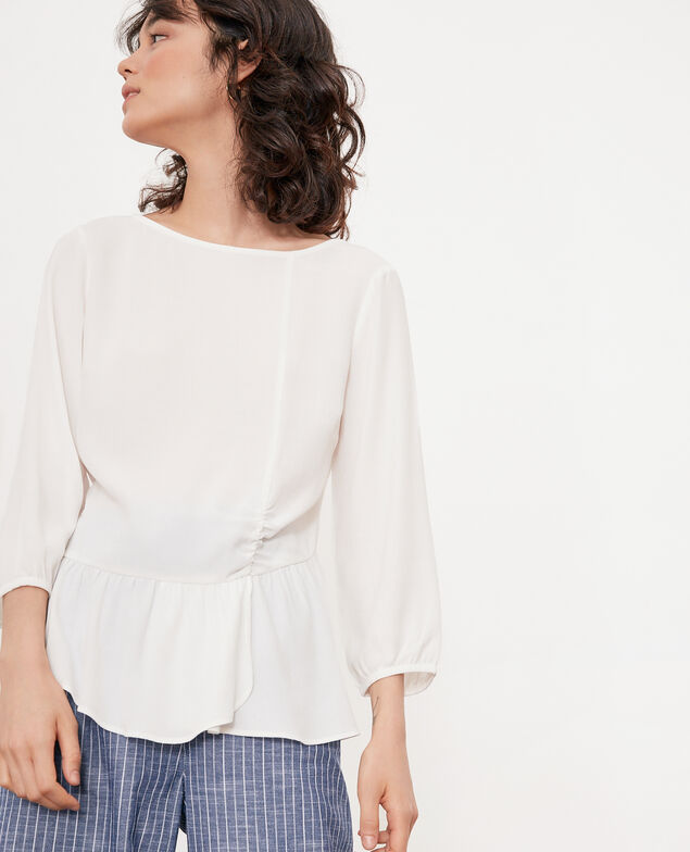 Bluse mit Rundhalsausschnitt Weiß