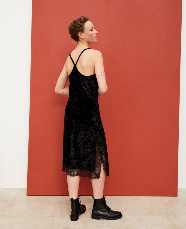 Kleid aus Samt und Spitze Schwarz