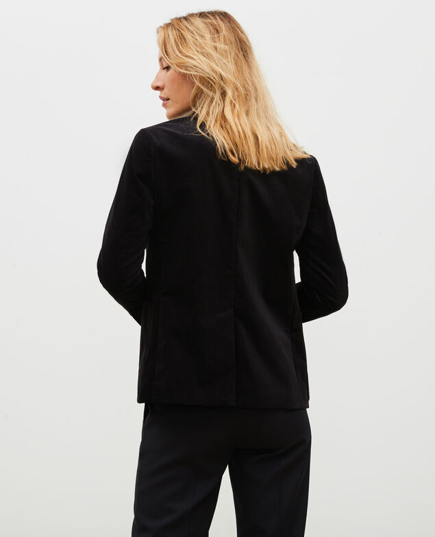 Blazer aus Samt zwei Knöpfe Black beauty