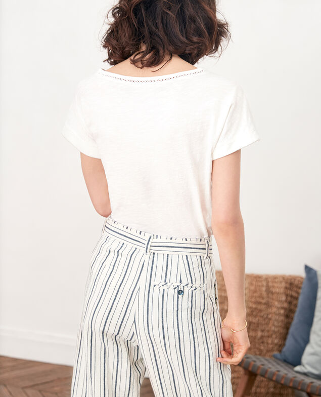 T-Shirt mit Borten Blanc