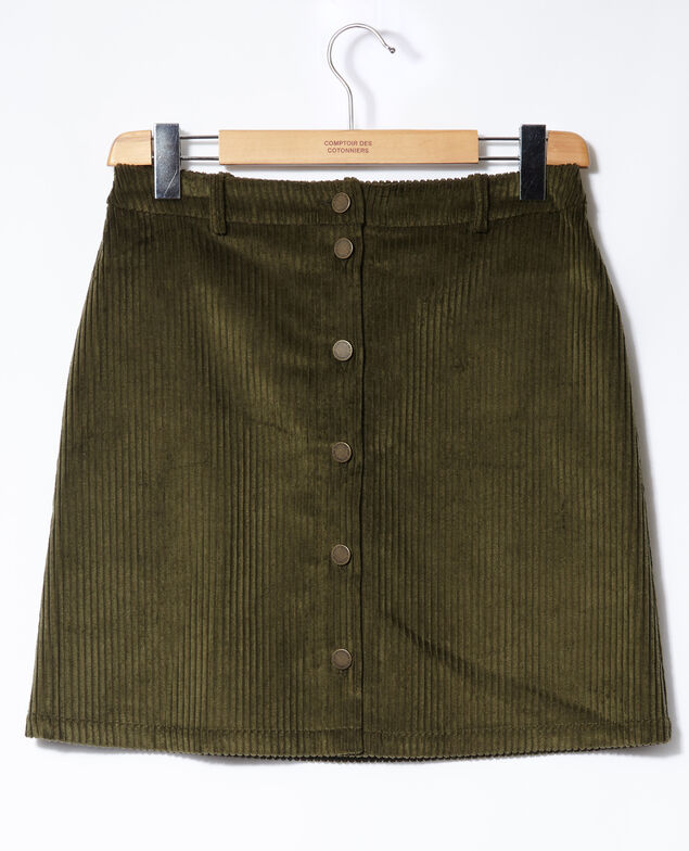 Rock aus grobem Cord Olive night