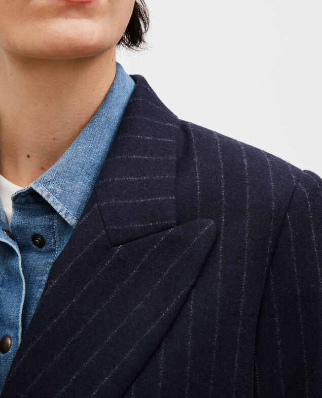 Überkreuzter Blazer aus Wolle Stripes night sky