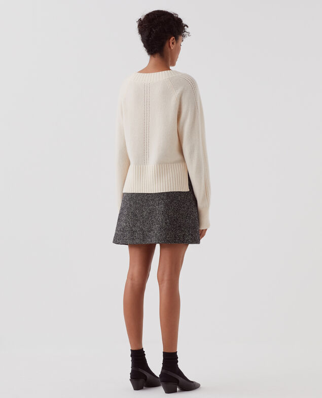 Pullover mit V-Ausschnitt aus Kaschmir I300 pearled ivory