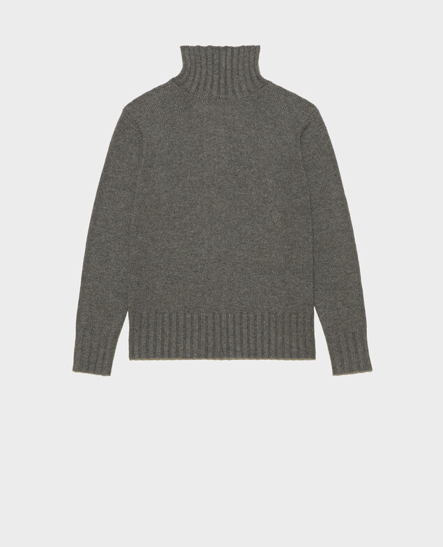 Wollpullover mit Stehkragen und breitem Rippstrick Medium grey melange
