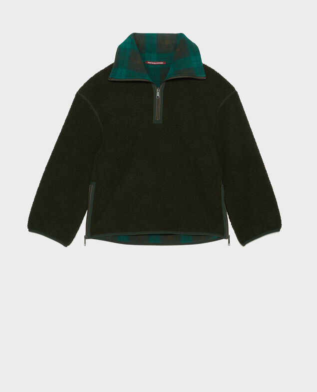 Pullover aus Fleece mit Tartankragen Scarab