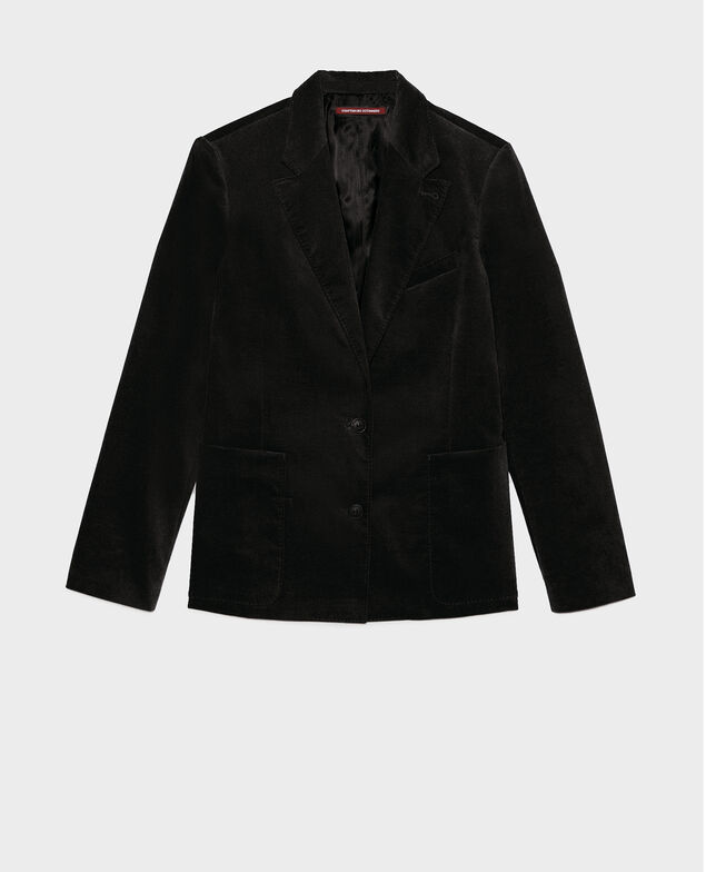 Blazer aus Samt zwei Knöpfe Black beauty