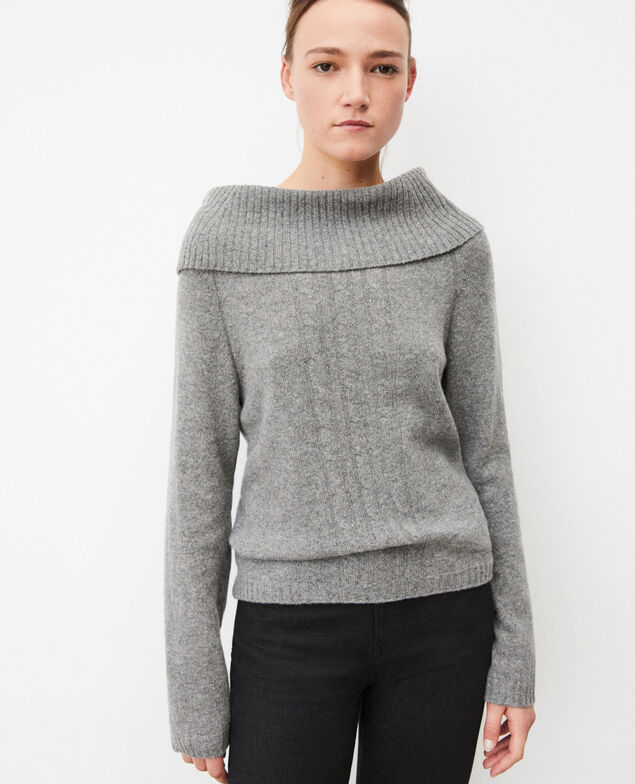Pullover mit Zopfmuster Grau