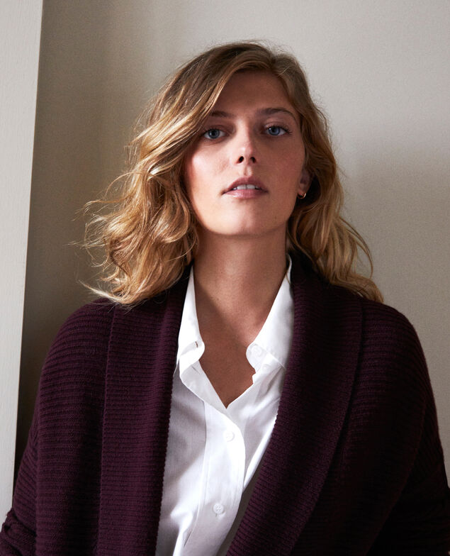 Lange Strickjacke aus Rippstrick Fudge