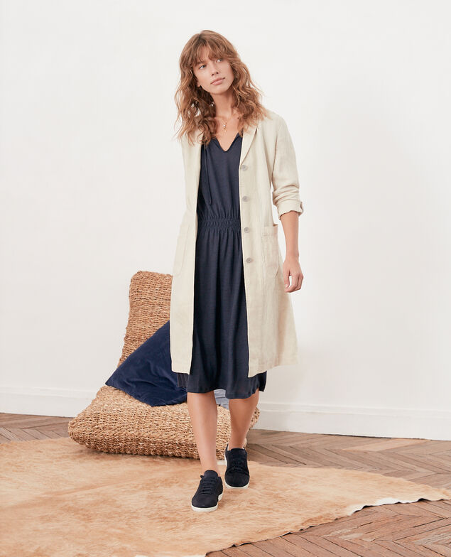 Kleid aus Leinen Navy