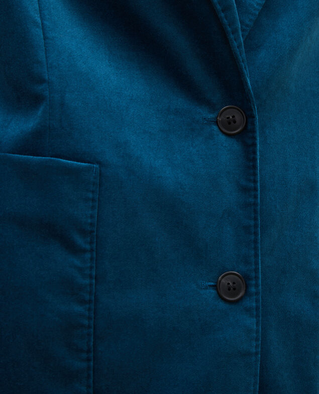 Blazer aus Samt zwei Knöpfe Blue coral