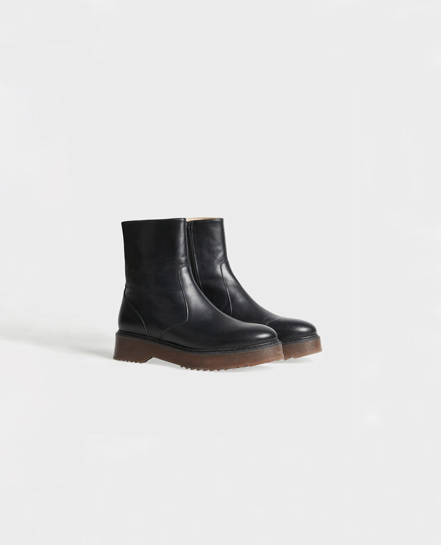 Stiefel aus strukturiertem Leder Black beauty