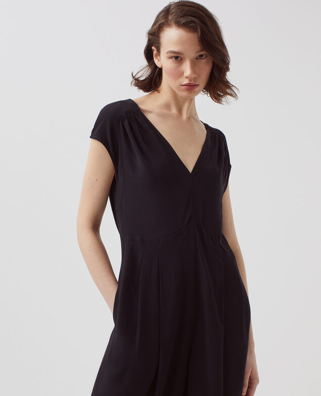 Fließend fallender Jumpsuit ohne Ärmel H091 black beauty