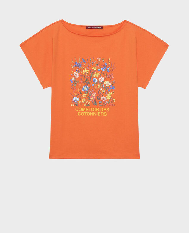 T-Shirt aus Baumwolle mit kurzen Ärmeln Harvest pumpkin