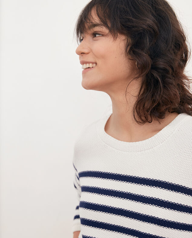 Pullover im Marinelook Off white/marine