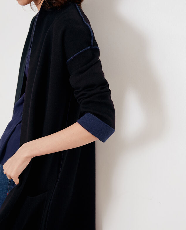 Wendebarer Cardigan aus Wolle  Marine/black