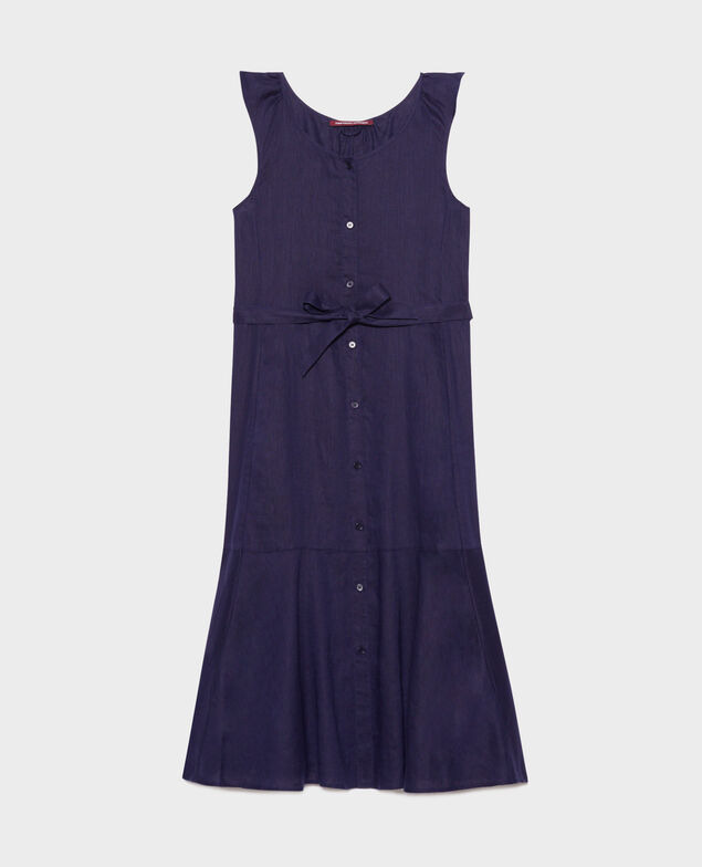 Ausgestelltes Kleid aus Leinen 68 blue