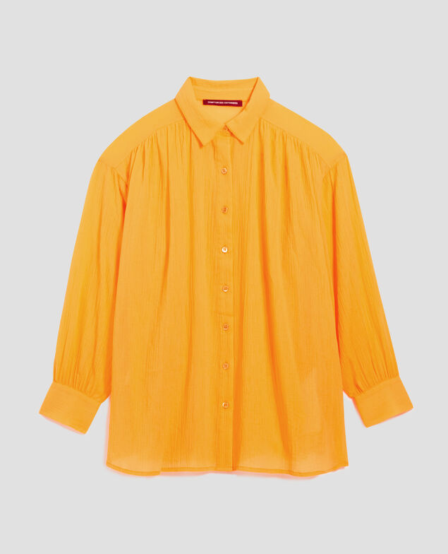 Bluse aus Plissée-Baumwolle H450 artisan's gold
