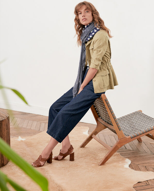 Cropped-Jeans mit breitem Bein Indigo