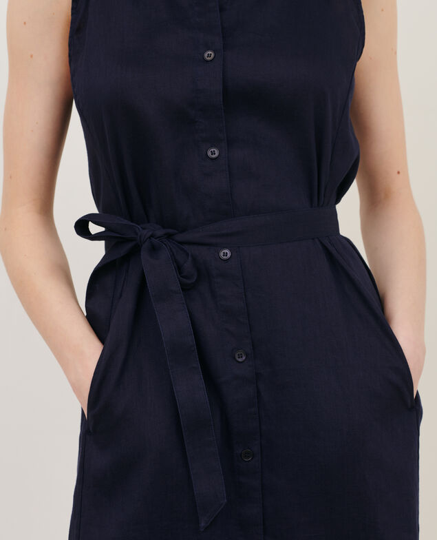 Ausgestelltes Kleid aus Leinen 68 blue
