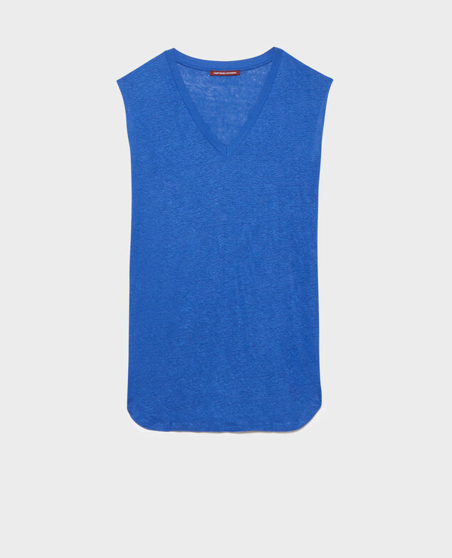 Kurzes Kleid aus Leinen 66 blue