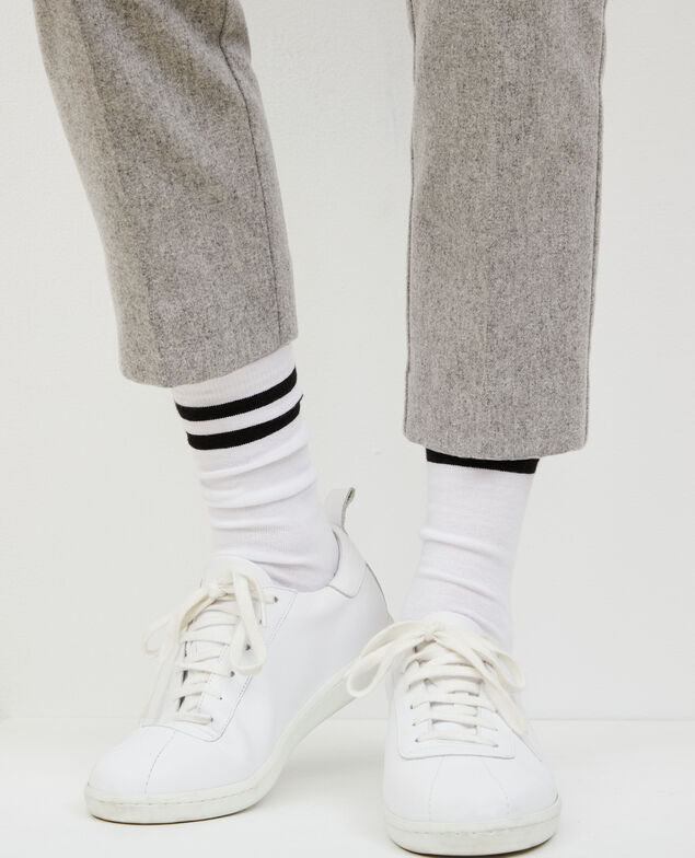 Ledersneaker mit Schnürsenkeln Optical white