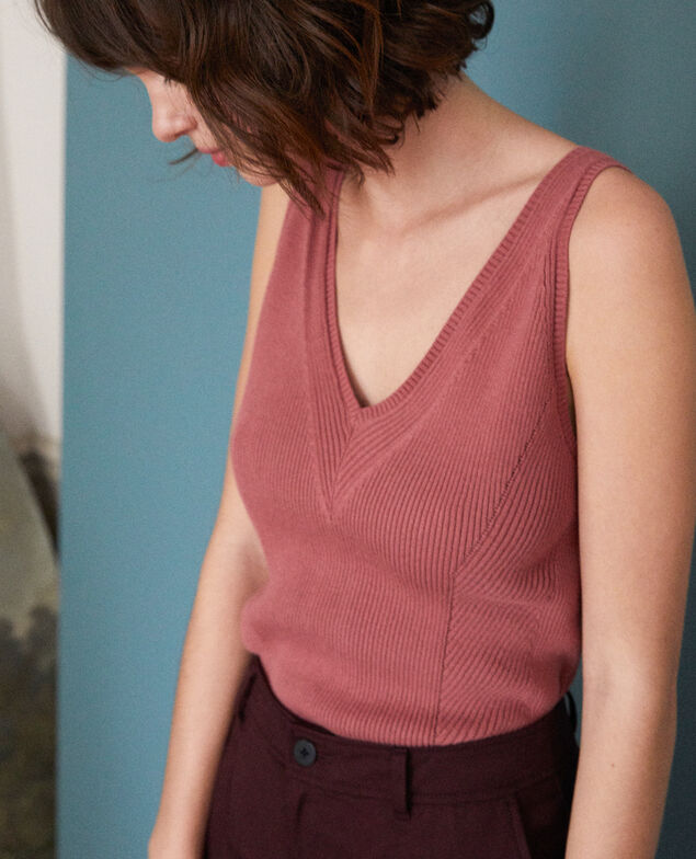 Top aus Baumwolle Rot