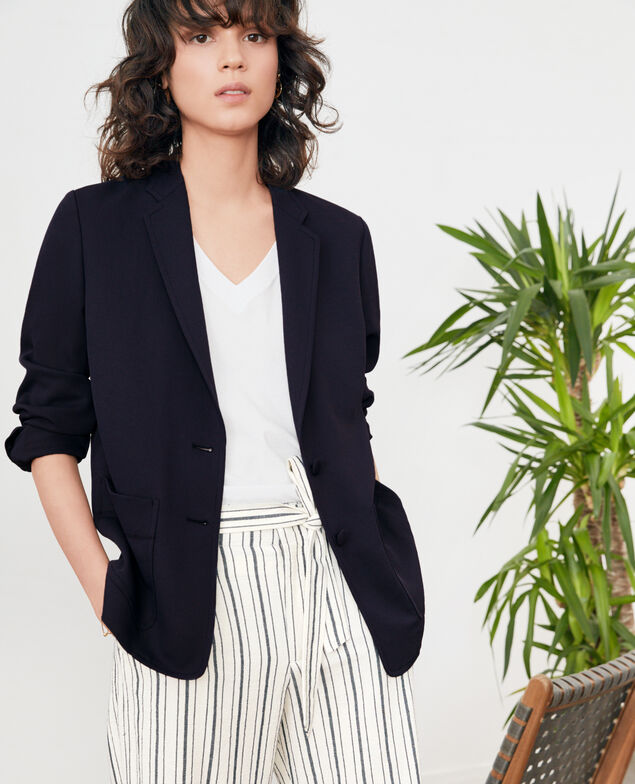 Jacke aus Krepp Marine