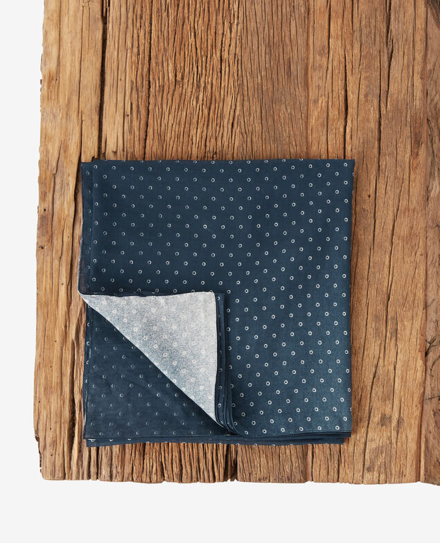 Bedrucktes Tuch aus Baumwolle und Seide Ring dots indigo