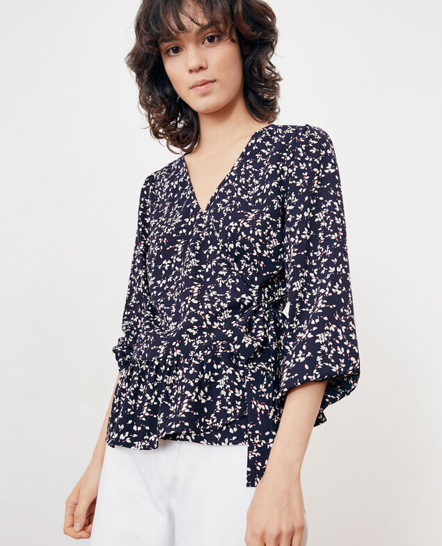 Bedruckte Cache-coeur-Bluse Canopee marine