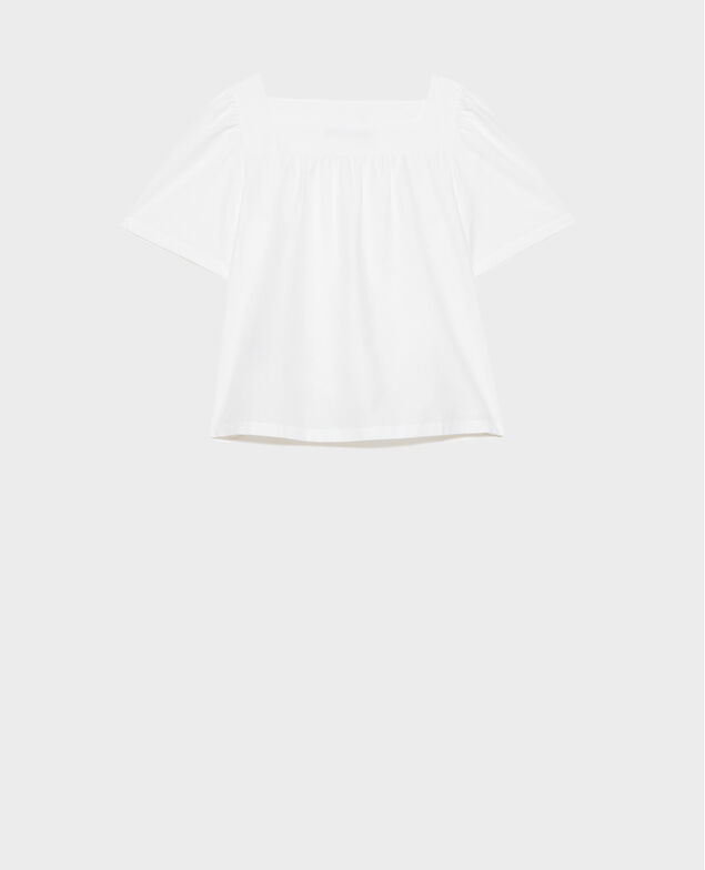 Oberteil aus Baumwolle und Seide. Brilliant white