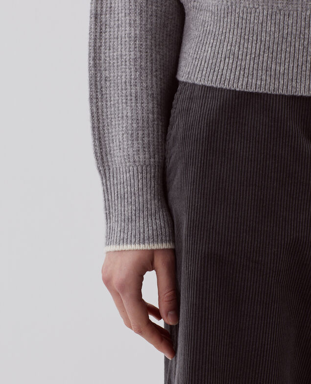 Rollkragenpullover mit Reißverschluss aus Wolle U020 light gray