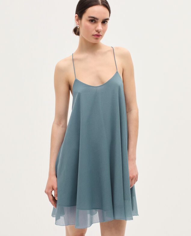 Kurzes Kleid aus Musselin  K631 blue lake