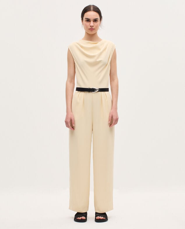 Jumpsuit aus satiniertem Krepp K300 ecru beige