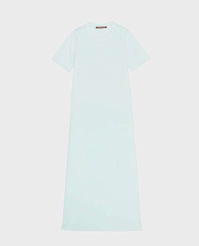 Langes Kleid aus Baumwolle mit Rundhalsausschnitt Blue haze