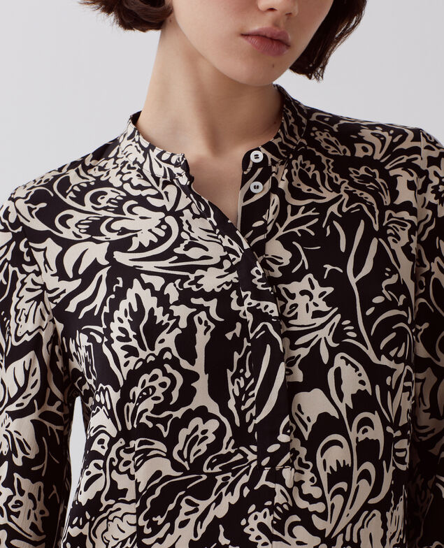 Fließendes kurzes Kleid I094 abstract fl blk