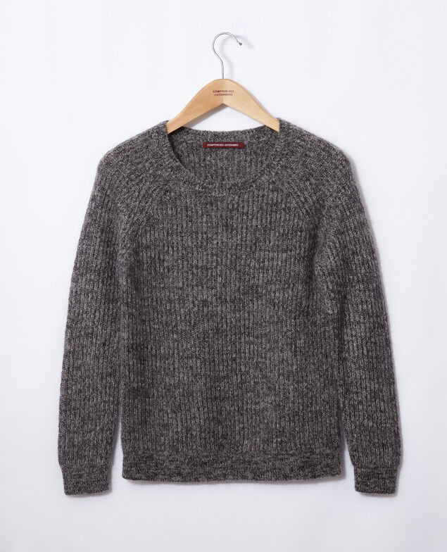 Melierter Pullover aus Mohair Light grey/noir/silver gray