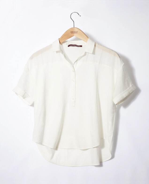 Bimaterial-Bluse Weiß