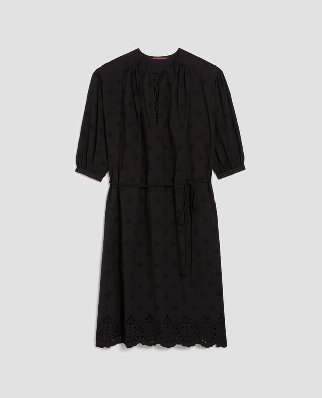 Midi-Kleid mit Lochstickerei aus Baumwolle H091 black beauty