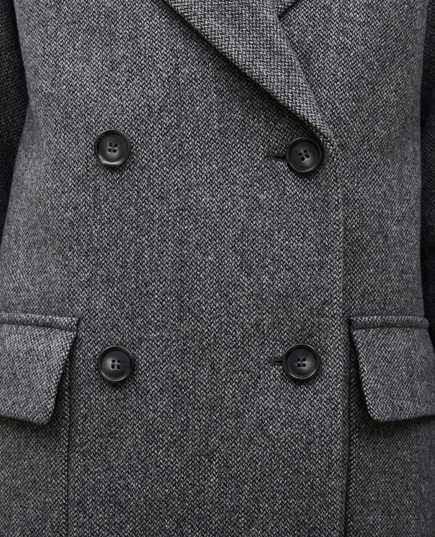 Überkreuzter Oversize Trenchcoat aus Wolle Medium grey melange