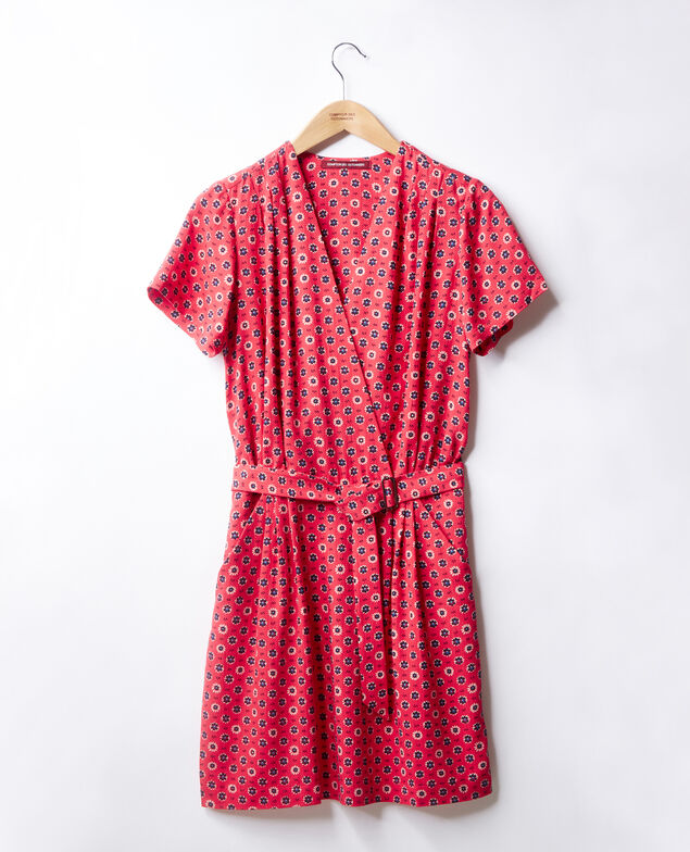 Bedrucktes Kleid mit Schnalle Dandelion ultra pink