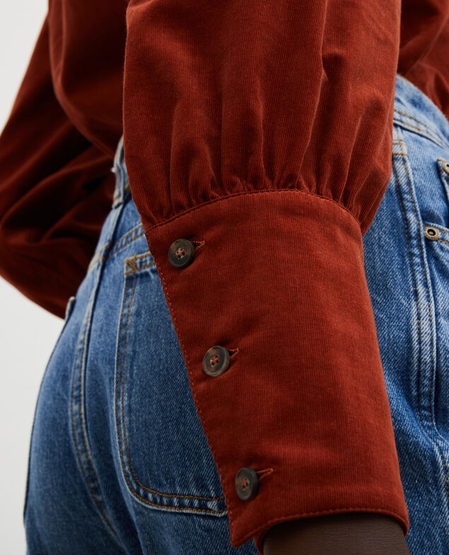 Samtbluse mit Plastron Brandy brown