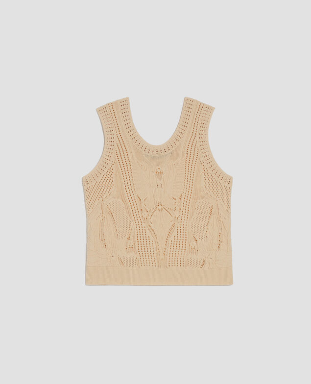 Häkeltop mit Blumenmotiv J300 natural