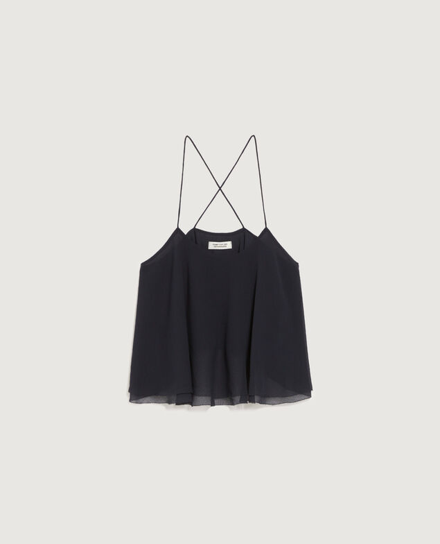Top aus Musselin mit überkreuzten Trägern K080 vulcan gray