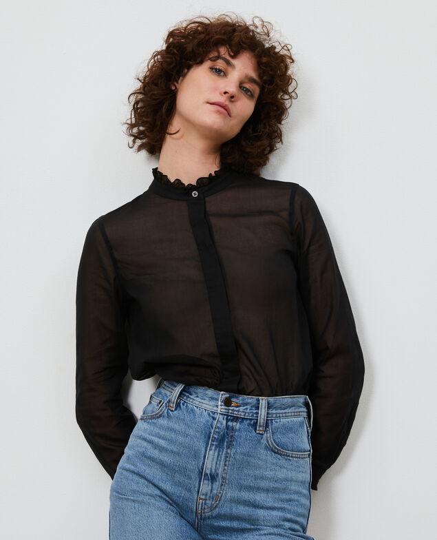 Bluse mit Volant-Kragen Black beauty