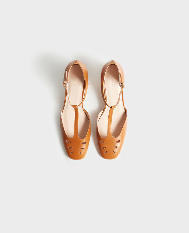 Salome-Schuhe aus Leder Camel