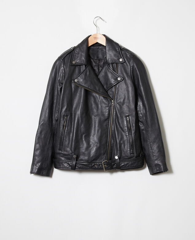 Jacke aus Glattleder Noir