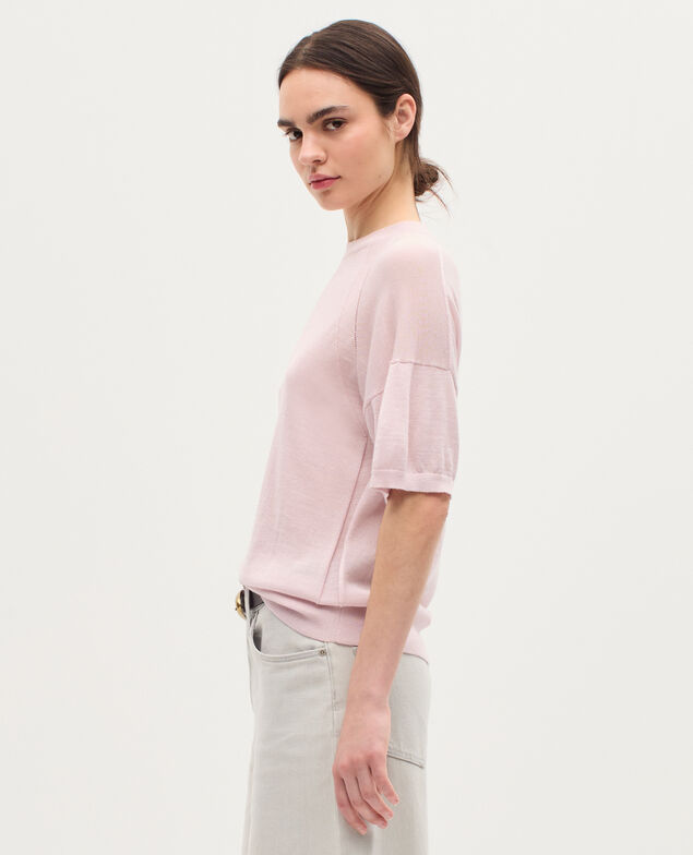 Pullover aus Merinowolle und Seide K100 bloom pink